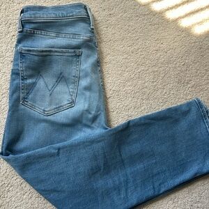 MOTHER High Rise Blue Jeans with Signature Stitching